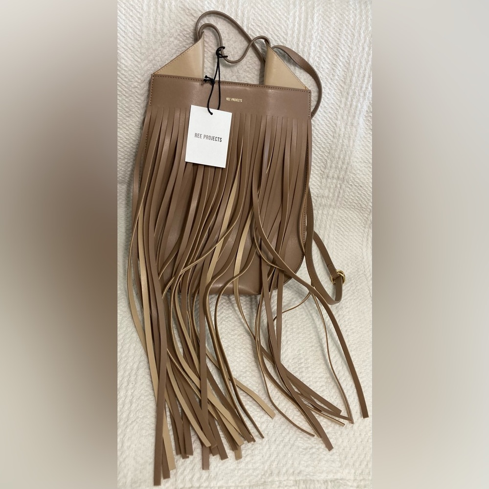 Ree Projects Mini Helene Fringe Leather Hobo Bag.